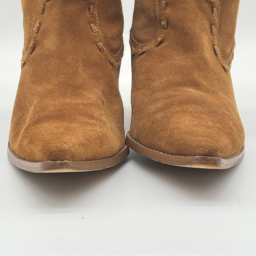 Michael Kors Brown Suede Cowboy Pull On Mid-Calf Pointed Raped Heal Boots 8M - Picture 6 of 14